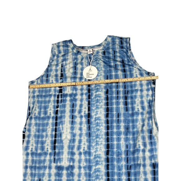 Sleeveless Blue Tie-Dye Maxi Dress With Side Pockets XXL Lightweight & Casual - Picture 5 of 10